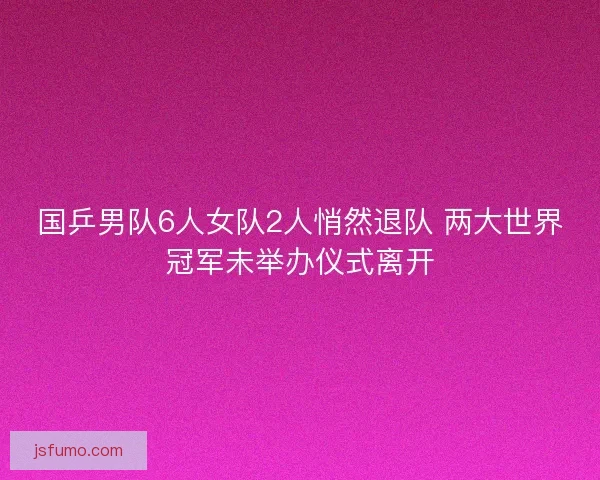 国乒男队6人女队2人悄然退队 两大世界冠军未举办仪式离开 国乒男队6人女队2人悄然退队 两大世界冠军未举办仪式离开