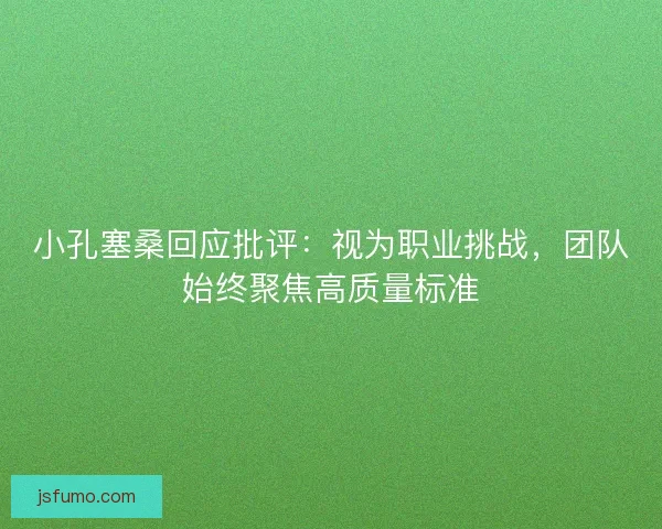 小孔塞桑回应批评：视为职业挑战，团队始终聚焦高质量标准